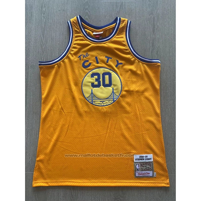 Maillot Golden State Warriors Stephen Curry #30 Mitchell & Ness 2019-20 Jaune